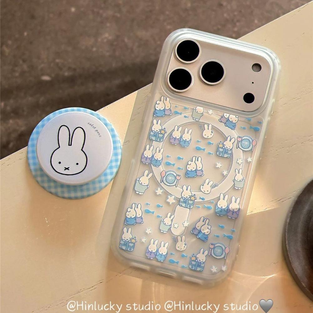 Phone Accessories From China - เคสโทรศัพท์ลายกระต่ายการ์ตูนมิฟฟี่พร้อมป๊อปซ็อคเก็ตฝาครอบ TPU ใสกันกระแทกสำหรับไอโฟนดีไซน์รูปสัตว์น่ารัก
