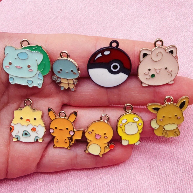 Phone Accessories - 10 ชิ้น อุปกรณ์ตกแต่งเครื่องประดับลายการ์ตูนแบบเคลือบน้ำมัน สำหรับทำสร้อยข้อมือ DIY จี้พวงกุญแจ