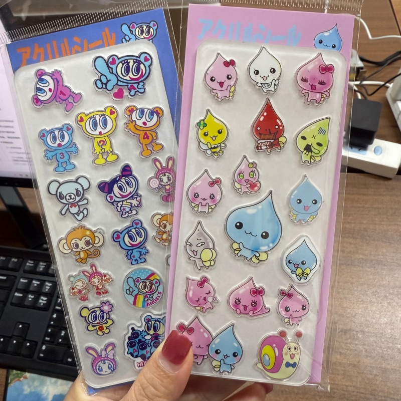 Phone Accessories From China - สติกเกอร์อะคริลิคแข็งลายหยดน้ำสไตล์เรโทร สีฟ้าอ่อน สำหรับตกแต่งเคสมือถือ ของเล่นสติกเกอร์ติดตู้เย็น 3 มิติ