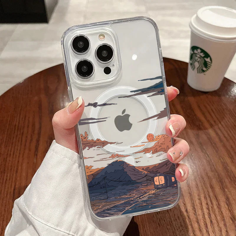 Phone Accessories List - เคสโทรศัพท์แฟชั่นลายพระอาทิตย์ตกสำหรับ iPhone 17 Pro 16 15
